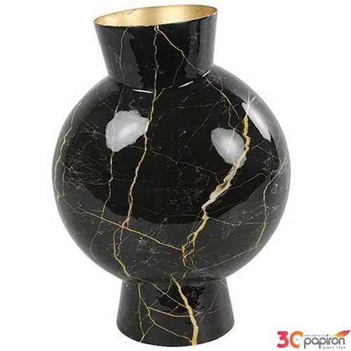 Váza mintás modern fém Vase Dianna M marble black/gold black/gold-L23B11H30CM SDDST53