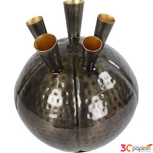 Váza mintás modern fém Vase rd Tomasa M antique bronze/clear en bronze/clear enamel SDDST53