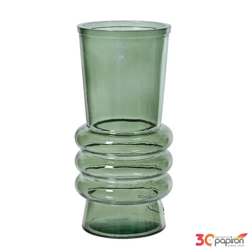 Váza üveg modern átlátszó 24' fényes zöld 25cm sdkae