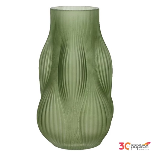 Váza üveg zöld elegáns 24' modern vonalvezetésű zöld 25cm sdkae