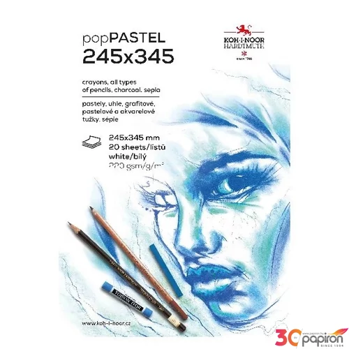 Vázlatfüzet 245x345mm Koh-I-Noor 9920 pasztell, fehér 