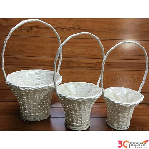 Vessző, fonott kosár florentin alsó átmérő:16-22cm, magasság: 54-65cm óriás 3db-os