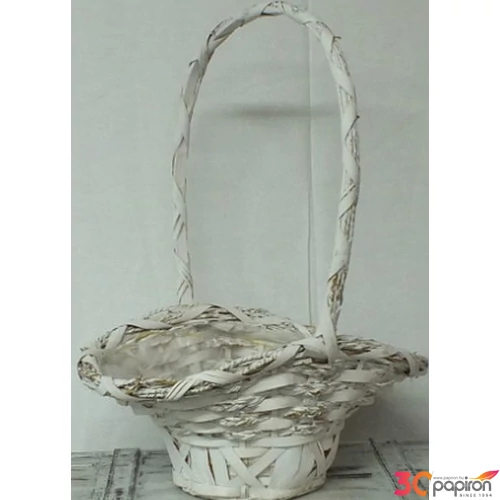 Vessző, fonott kosár florentin nagy fehér 30x22x40cm