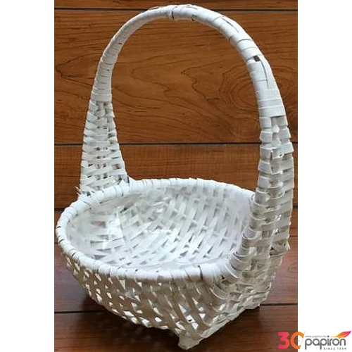Vessző Fonott kosár kerek fehé 10x33x24cm