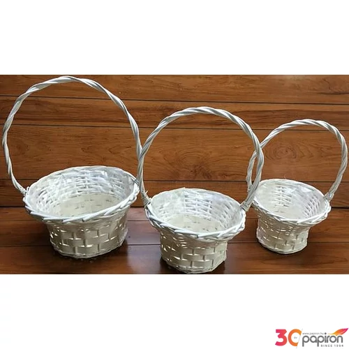 Vessző, fonott kosár kerek sze vastag fonású kerek 3db-os átmérő: 15-24cm,  magasság: 41-50cm