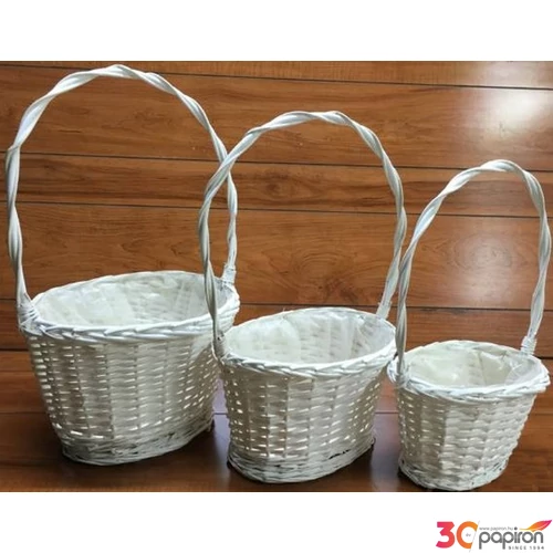 Vessző, fonott kosár ovál szet 3db-os átmérő: 16-29cm,  magasság: 44-55cm
