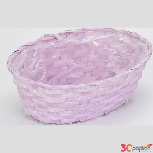 Vessző Fonott kosár pink bambusz ovális kosár rózsazín 25x15cm-es