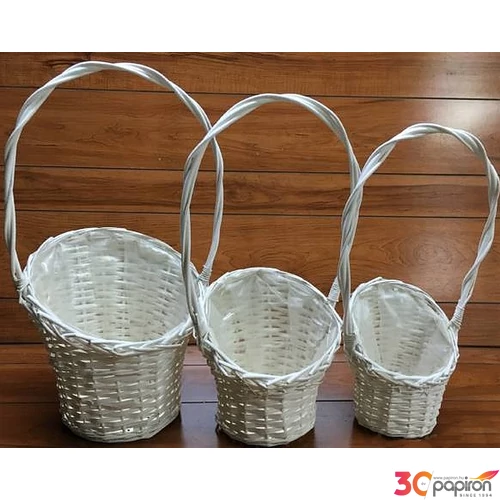 Vessző, fonott kosár szett féloldalas 3db-os 13,5cm,18cm,21cm átmérő
