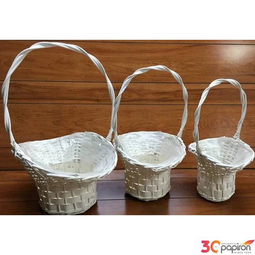 Vessző, fonott kosár szett íves vastag fonású 3db-os 13cm,18cm,20cm