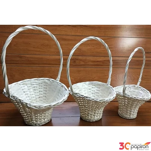 Vessző, fonott kosár íves szet 3db-os átmérő: 12.5-18cm,  magasság: 47-58cm