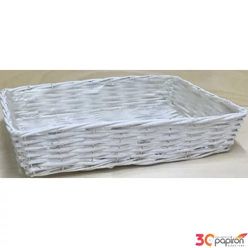 Vessző Fonott tálca fehér XXL 45x32x10cm