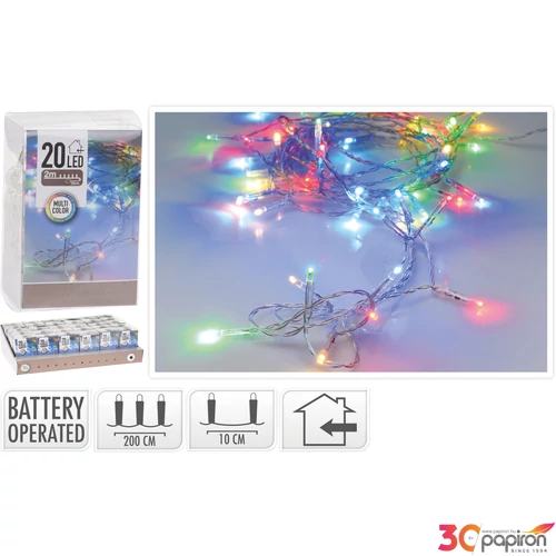 Égősor fényfűzér 20 led 20db-os multicolor beltéri kpm