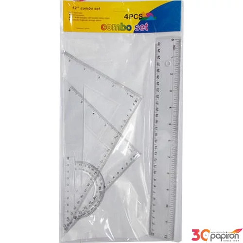 Vonalzó készlet 4db-os 30cm, háromszög:23cm és 16cm, szögm:10cm