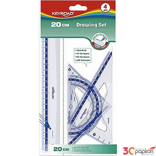 Vonalzó készlet 4db-os Keyroad KR971247 20cm180-45-60fok