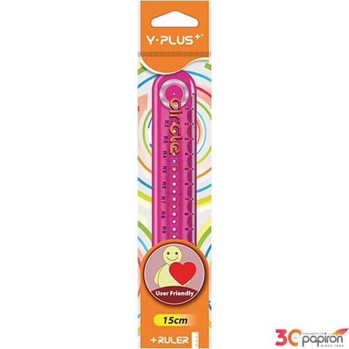 Vonalzó Yplus+ 15cm körzős élénk vegyes színekben DRX1306 iskolaszezonos termék