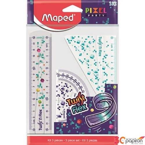 Vonalzókészlet Maped műanyag, törhetetlen, 3 darabos Pixel Party Twist`n Flex