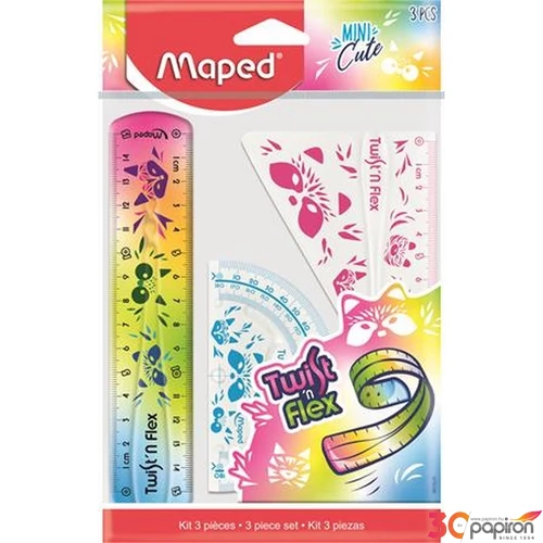 Vonalzókészlet műanyag Maped törhetetlen, 3 darabos, Mini Cute Twist n Flex