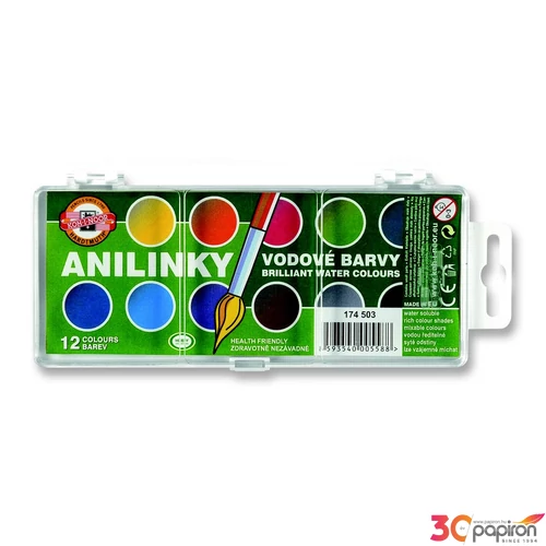 Vízfesték 12 Koh-I-Noor 184503 Brillant Akvarell 22,5mm anylinki ICO iskolaszer- tanszer
