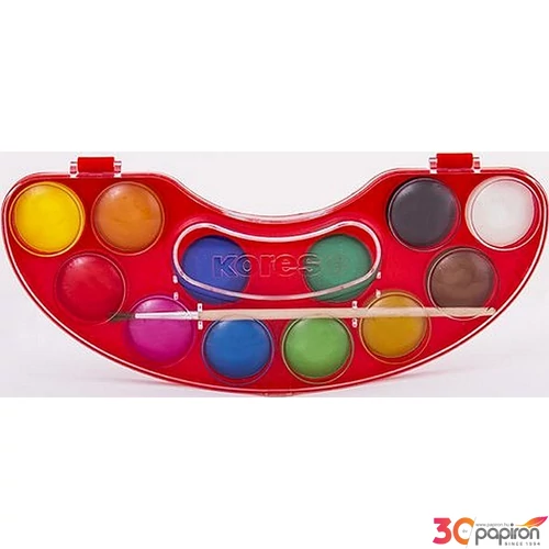 Vízfesték 12 Kores Akvarell os 30mm-es korongos + ecset Iskolaszerek Kores 30102