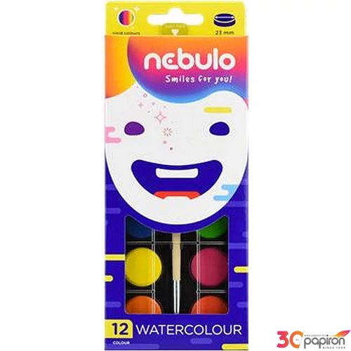 Vízfesték 12 Nebulo 23mm-es korongok Iskolaszerek Nebulo NVF-23-12/NVF-12-23