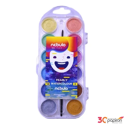 Vízfesték 12 Nebulo 30mm-es gyöngyház szín +ecset
