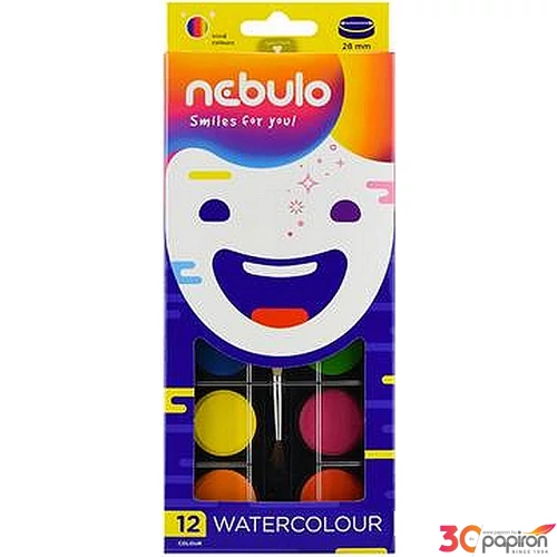 Vízfesték 12 Nebulo 28mm-es korongok Iskolaszerek Nebulo NVF-28-12/NVF-12-28