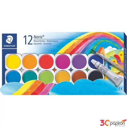 Vízfesték 12 Staedler Noris Club 30mm-es, ecset+fehér tempera Iskolaszerek Staedler 888 NC12