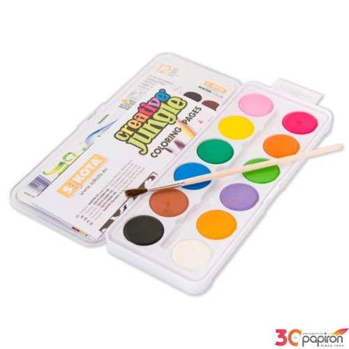 Vízfesték 12 készlet 28,5mm CreativeJungle, 12 színű prémium festék Ecsettel