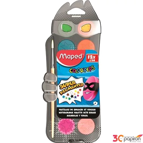 Vízfesték 12 Maped 30mm-es korongos + ecset Iskolaszerek Maped 811520