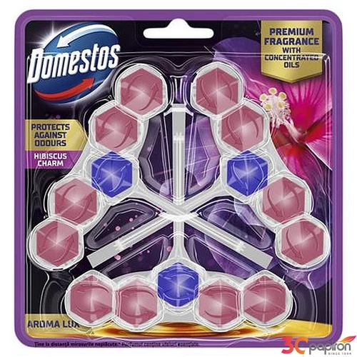 WC frissítő blokk 3db-os DOMESTOS Aroma Lux hibiszkusz