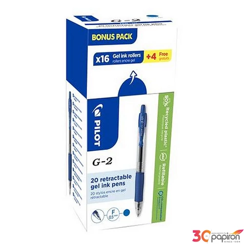 Zseléstoll 0,25mm Pilot nyomógombos, PILOT G-2, Bonus Pack, kék