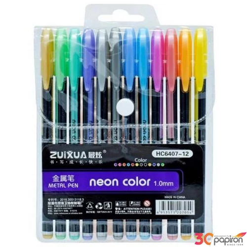 Zseléstoll készlet neon metál színű  12szín/set HC6407-12