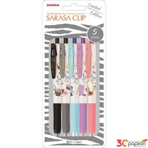 Zseléstoll készlet Zebra 0,33 mm, nyomógombos, Sarasa Clip Kawai Animal