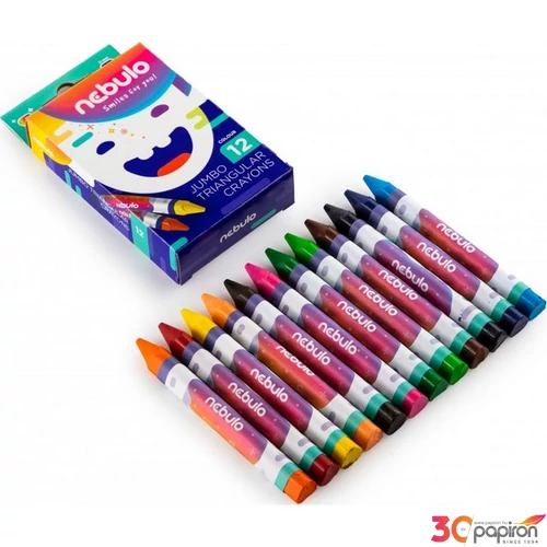 Zsírkréta 12 Nebulo Jumbo/vastag háromszög 12színű Iskolaszer NEBULO  NJZSK-TR-12
