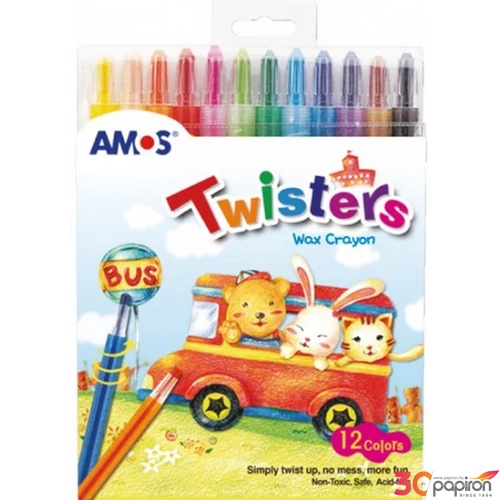Zsírkréta toll 12 Amos Twister 12 színű csavaros heggyel RC12PST